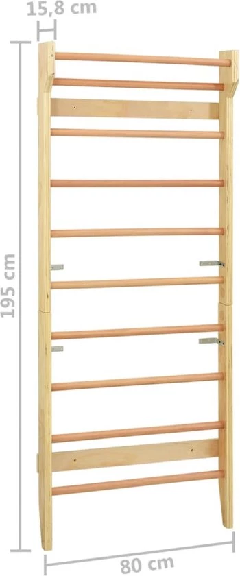 VidaXL Wandklimrek 80x15,8x195 Cm Hout 10 VidaXL Wandklimrek 80x15,8x195 Cm Hout - Afbeelding 10