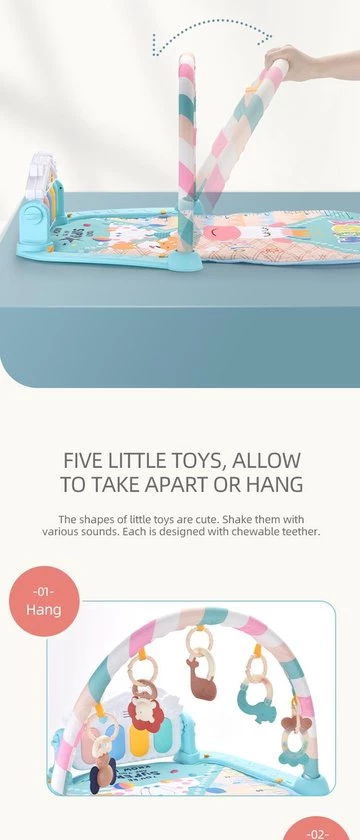 DMV Babygym - Speeltjes En Piano Voor Baby 0-1 Jaar - Babymat - Baby Speelmat - Interactief Speelmat - Multicolor 3 DMV Babygym - Speeltjes En Piano Voor Baby 0-1 Jaar - Babymat - Baby Speelmat - Interactief Speelmat - Multicolor - Afbeelding 3