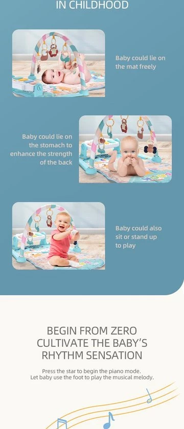 DMV Babygym - Speeltjes En Piano Voor Baby 0-1 Jaar - Babymat - Baby Speelmat - Interactief Speelmat - Multicolor 4 DMV Babygym - Speeltjes En Piano Voor Baby 0-1 Jaar - Babymat - Baby Speelmat - Interactief Speelmat - Multicolor - Afbeelding 4