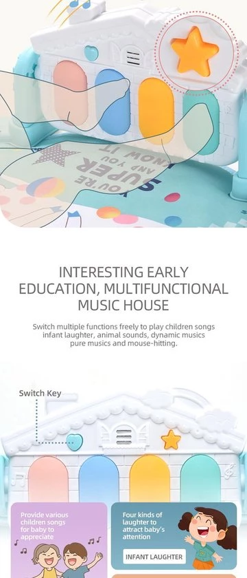 DMV Babygym - Speeltjes En Piano Voor Baby 0-1 Jaar - Babymat - Baby Speelmat - Interactief Speelmat - Multicolor 8 DMV Babygym - Speeltjes En Piano Voor Baby 0-1 Jaar - Babymat - Baby Speelmat - Interactief Speelmat - Multicolor - Afbeelding 8