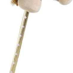 Merkloos Pluche Stokpaardje Beige 70 Cm - Speelgoed Pony / Paard Stokpaardjes Met Zwarte Manen