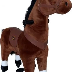 2iX - Rijdend Speelgoed Paard - Bruin - Pluche - Inline Skate Wielen - Hobbelpaard Voor Jongens En Meisjes 4 Tot 9 Jaar