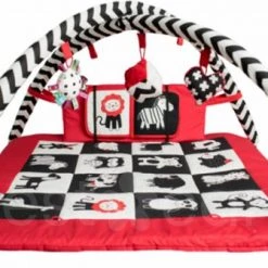 BabySenses For BestCare Contrasterende Educatieve Premium Babymat - Dieren, Wand | Rood, Zwart En Wit | 77x77x40cm | + 0m | Montessori Speelgoed | 100% Katoen | Wasbaar In De Wasmachine | Oeko Tex Standaard 100