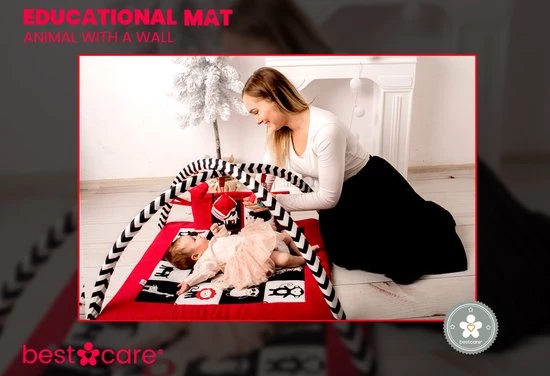 BabySenses For BestCare Contrasterende Educatieve Premium Babymat - Dieren, Wand | Rood, Zwart En Wit | 77x77x40cm | + 0m | Montessori Speelgoed | 100% Katoen | Wasbaar In De Wasmachine | Oeko Tex Standaard 100 2 BabySenses For BestCare Contrasterende Educatieve Premium Babymat - Dieren, Wand | Rood, Zwart En Wit | 77x77x40cm | + 0m | Montessori Speelgoed | 100% Katoen | Wasbaar In De Wasmachine | Oeko Tex Standaard 100 - Afbeelding 2