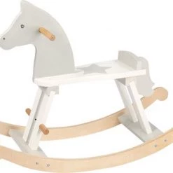 Goki Hobbelpaard Junior Hout 78 Cm Wit/grijs