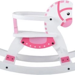Bandits & Angels Houten Hobbelpaard Met Beugel Wit - Roze