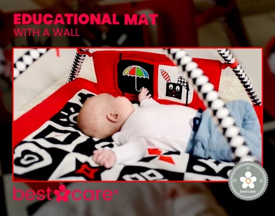 BabySenses For BestCare Contrasterende Educatieve Premium Babymat - Vormen, Wand | Rood-Zwart-Wit | 77x77x40cm | + 0m | Montessori Speelgoed | 100% Katoen | Wasbaar In De Wasmachine | Oeko Tex Standaard 100 7 BabySenses For BestCare Contrasterende Educatieve Premium Babymat - Vormen, Wand | Rood-Zwart-Wit | 77x77x40cm | + 0m | Montessori Speelgoed | 100% Katoen | Wasbaar In De Wasmachine | Oeko Tex Standaard 100 - Afbeelding 7