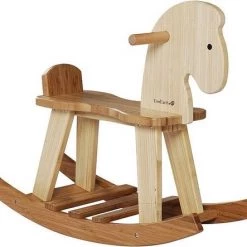 Everearth Hobbelpaard 72 X 28 X 21 Cm Hout Beige/bruin