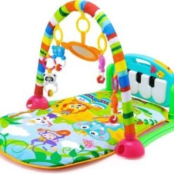 Buxibo 3-in-1 Baby/Peuter Gym - Piano Speelmat Voor Baby's - Muziek Speelkleed Met Ratelaar En Spiegel- Groen