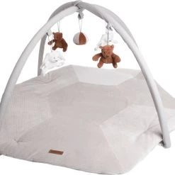 Baby's Only Baby Speelkleed Met Boog - Baby Gym - Playmat - Speelmat Sense - Caramel/Kiezelgrijs/Wit - Zachte Rib Corduroy Stof - 94x83 Cm