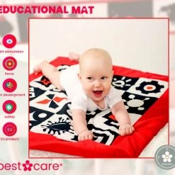 BabySenses For BestCare Contrasterende Educatieve Premium Babymat - Vormen | Rood, Zwart En Wit | 77x77x40cm | + 0m | Montessori Speelgoed | 100% Katoen | Machine Wasbaar | Oeko Tex Standard 100 -babygyms Winkel 550x487 4