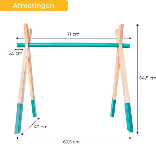 PRETTY PIP® Babygym Houten Baby Speelgoed Vanaf 0 Jaar - Kraamcadeau - Veilig - CE Gecertificeerd - Baby - Houten Speelgoed - Babyshower Cadeau - Beukenhout - Verschillende Kleuren- Zonder Hangers - Blauw Groen 11 PRETTY PIP® Babygym Houten Baby Speelgoed Vanaf 0 Jaar - Kraamcadeau - Veilig - CE Gecertificeerd - Baby - Houten Speelgoed - Babyshower Cadeau - Beukenhout - Verschillende Kleuren- Zonder Hangers - Blauw Groen - Afbeelding 11