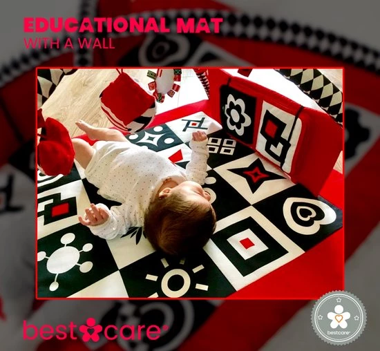 BabySenses For BestCare Contrasterende Educatieve Premium Babymat - Vormen, Wand | Rood-Zwart-Wit | 77x77x40cm | + 0m | Montessori Speelgoed | 100% Katoen | Wasbaar In De Wasmachine | Oeko Tex Standaard 100 4 BabySenses For BestCare Contrasterende Educatieve Premium Babymat - Vormen, Wand | Rood-Zwart-Wit | 77x77x40cm | + 0m | Montessori Speelgoed | 100% Katoen | Wasbaar In De Wasmachine | Oeko Tex Standaard 100 - Afbeelding 4