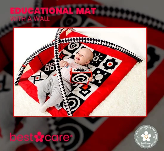BabySenses For BestCare Contrasterende Educatieve Premium Babymat - Vormen, Wand | Rood-Zwart-Wit | 77x77x40cm | + 0m | Montessori Speelgoed | 100% Katoen | Wasbaar In De Wasmachine | Oeko Tex Standaard 100 10 BabySenses For BestCare Contrasterende Educatieve Premium Babymat - Vormen, Wand | Rood-Zwart-Wit | 77x77x40cm | + 0m | Montessori Speelgoed | 100% Katoen | Wasbaar In De Wasmachine | Oeko Tex Standaard 100 - Afbeelding 10