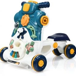 FURNIBELLA - 3-in-1 Baby Zit-naar-Stand Loper, Kinderen Activiteitencentrum, Peuter Wandelwagen, Autorijden, Interactieve Loper, Activiteit Leren Loper Voor Jongen / Meisje, Vroege Ontwikkeling Speelgoed Voor Baby's Op 6-36 Maanden (Blauw)
