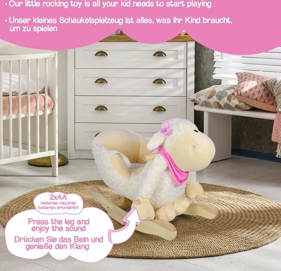 Infantastic- Hobbeldier, Schommel Schaapje, Hobbel Schaap- Muziekfunctie 6 Infantastic- Hobbeldier, Schommel Schaapje, Hobbel Schaap- Muziekfunctie - Afbeelding 6