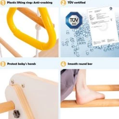 YJZQ Peuterspeelset Binnenspeeltuin Jungle Gym Set- Hout 6-in-1 Multifunctionele Klimrekken/muurbeugels/Ladderklimmer/ Glijbaan/schommel/optrekgedeelte/ Ringen-Rotsklimmen Voor Kinderen Draagvermogen 50kg -babygyms Winkel 550x530 3