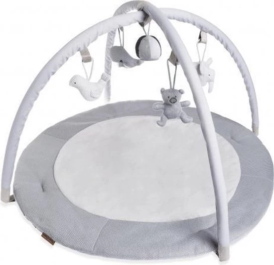 Baby's Only Rond Baby Speelkleed Met Boog - Baby Gym - Playmat - Speelmat - Zilvergrijs/Grijs/Wit - 87 Cm - Gebreide Figuurtjes 9 Baby's Only Rond Baby Speelkleed Met Boog - Baby Gym - Playmat - Speelmat - Zilvergrijs/Grijs/Wit - 87 Cm - Gebreide Figuurtjes - Afbeelding 9