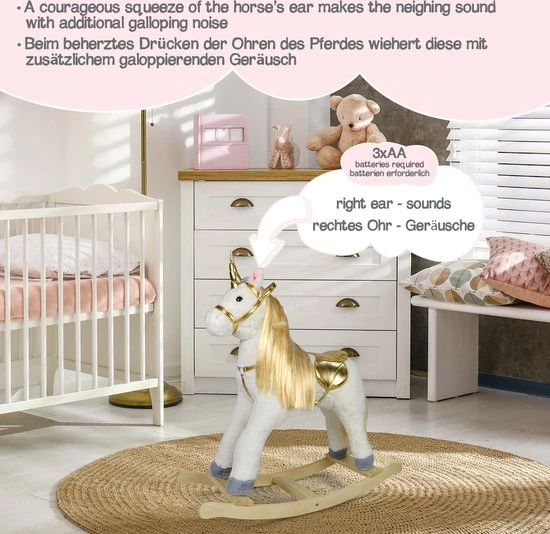 Infantastic GoodVibes - Hobbelpaard Voor Kinderen - Schommelpaard Unicorn - Stevige Constructie - Knuffelzacht Met Geluidseffecten - Gouden Eenhoorn 6 Infantastic GoodVibes - Hobbelpaard Voor Kinderen - Schommelpaard Unicorn - Stevige Constructie - Knuffelzacht Met Geluidseffecten - Gouden Eenhoorn - Afbeelding 6