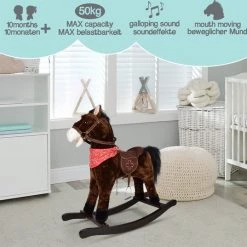 Infantastic GoodVibes - Hobbelpaard Voor Kinderen - Schommelpaard - Stevige Constructie - Knuffelzacht Met Geluidseffecten - Andalusiër Donkerbruin