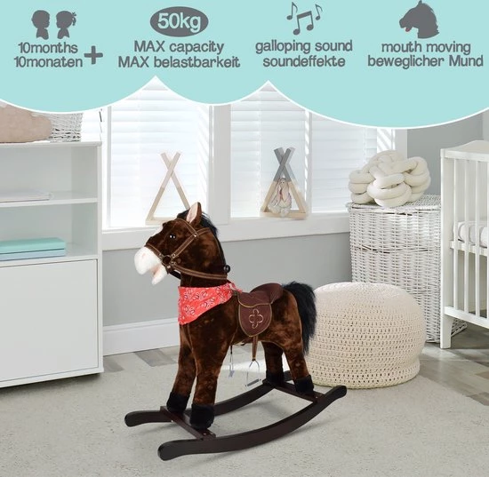 Infantastic GoodVibes - Hobbelpaard Voor Kinderen - Schommelpaard - Stevige Constructie - Knuffelzacht Met Geluidseffecten - Andalusiër Donkerbruin 1 Infantastic GoodVibes - Hobbelpaard Voor Kinderen - Schommelpaard - Stevige Constructie - Knuffelzacht Met Geluidseffecten - Andalusiër Donkerbruin