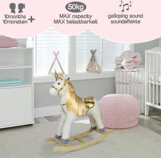 Infantastic GoodVibes - Hobbelpaard Voor Kinderen - Schommelpaard Unicorn - Stevige Constructie - Knuffelzacht Met Geluidseffecten - Gouden Eenhoorn 1 Infantastic GoodVibes - Hobbelpaard Voor Kinderen - Schommelpaard Unicorn - Stevige Constructie - Knuffelzacht Met Geluidseffecten - Gouden Eenhoorn