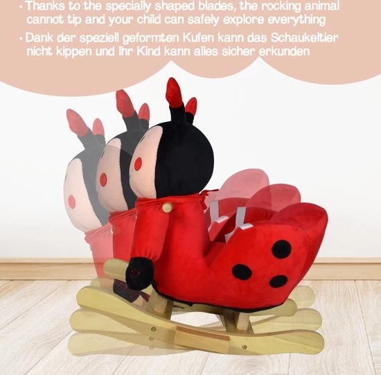 Infantastic GoodVibes - Hobbelpaard Voor Baby En Kind - Schommel Lieveheersbeest - Stevige Constructie - Knuffelzacht Met Geluidseffecten - Rood/Zwart Lieveheersbeestje 4 Infantastic GoodVibes - Hobbelpaard Voor Baby En Kind - Schommel Lieveheersbeest - Stevige Constructie - Knuffelzacht Met Geluidseffecten - Rood/Zwart Lieveheersbeestje - Afbeelding 4