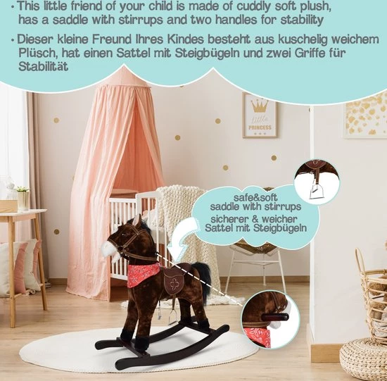 Infantastic GoodVibes - Hobbelpaard Voor Kinderen - Schommelpaard - Stevige Constructie - Knuffelzacht Met Geluidseffecten - Andalusiër Donkerbruin 7 Infantastic GoodVibes - Hobbelpaard Voor Kinderen - Schommelpaard - Stevige Constructie - Knuffelzacht Met Geluidseffecten - Andalusiër Donkerbruin - Afbeelding 7