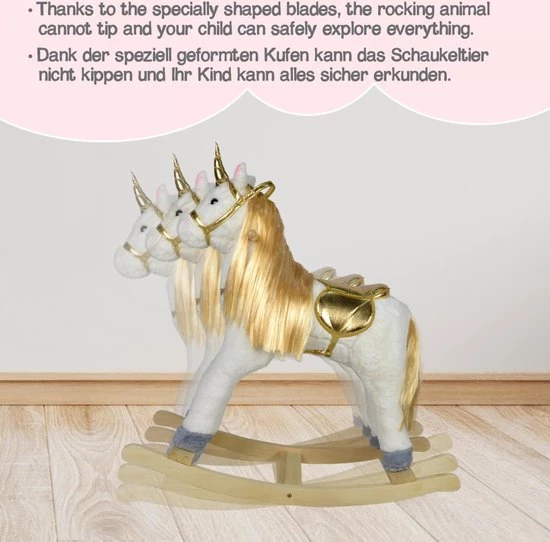 Infantastic GoodVibes - Hobbelpaard Voor Kinderen - Schommelpaard Unicorn - Stevige Constructie - Knuffelzacht Met Geluidseffecten - Gouden Eenhoorn 5 Infantastic GoodVibes - Hobbelpaard Voor Kinderen - Schommelpaard Unicorn - Stevige Constructie - Knuffelzacht Met Geluidseffecten - Gouden Eenhoorn - Afbeelding 5