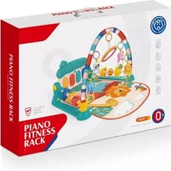 Buxibo - Baby Gym Safari Dieren - Speelkleed Met Speeltjes En Piano - Speelmat Met 4 Speeldieren & Spiegel - Interactief - Met Boog - Multikleur -babygyms Winkel 550x549 2