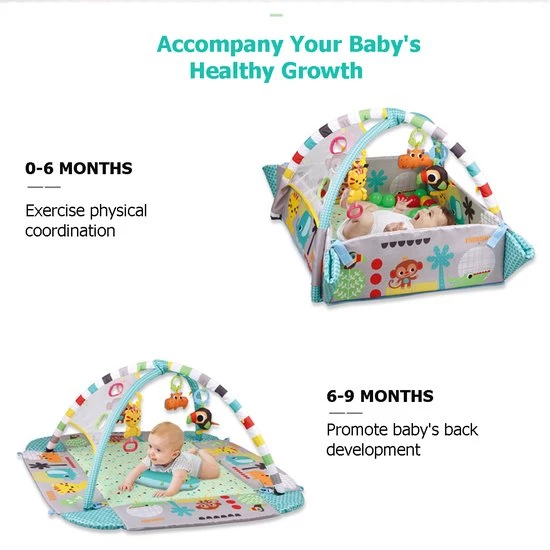 Merkloos Babygym- Speelmat Met Speelboog - Speelkleed Baby Met Boog - Baby Speelgoed Met Muzik - Ballenbak Met Aanpasbare Wanden - Vanaf 0 Maanden - Groen 4 Merkloos Babygym- Speelmat Met Speelboog - Speelkleed Baby Met Boog - Baby Speelgoed Met Muzik - Ballenbak Met Aanpasbare Wanden - Vanaf 0 Maanden - Groen - Afbeelding 4