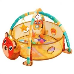 Buxibo - Baby Gym Ballenbak Inclusief 30 Ballen - Activity Centre Voor Baby/Peuter - Speelkleed/Ballenbak Inclusief Opbergzak Voor De Ballen - Beertje