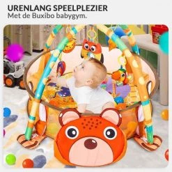 Buxibo - Baby Gym Ballenbak Inclusief 30 Ballen - Activity Centre Voor Baby/Peuter - Speelkleed/Ballenbak Inclusief Opbergzak Voor De Ballen - Beertje -babygyms Winkel 550x550 205