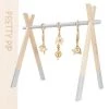 PRETTY PIP® Babygym Houten Baby Speelgoed Vanaf 0 Jaar - Kraamcadeau - Veilig - CE Gecertificeerd - Baby - Houten Speelgoed - Babyshower Cadeau - Beukenhout - Verschillende Kleuren- Zonder Hangers - Grijs