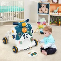 FURNIBELLA - 3-in-1 Baby Zit-naar-Stand Loper, Kinderen Activiteitencentrum, Peuter Wandelwagen, Autorijden, Interactieve Loper, Activiteit Leren Loper Voor Jongen / Meisje, Vroege Ontwikkeling Speelgoed Voor Baby's Op 6-36 Maanden (Blauw) -babygyms Winkel 550x550 271