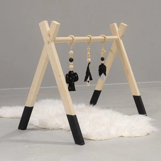 Toddie.nl Houten Babygym Zwart, Zonder Hangers (apart Verkrijgbaar), Tipi Vorm Massief Hout 3 Toddie.nl Houten Babygym Zwart, Zonder Hangers (apart Verkrijgbaar), Tipi Vorm Massief Hout - Afbeelding 3