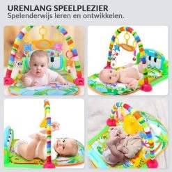 Buxibo 3-in-1 Baby/Peuter Gym - Piano Speelmat Voor Baby's - Muziek Speelkleed Met Ratelaar En Spiegel- Groen -babygyms Winkel 550x550 56