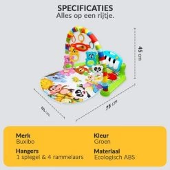 Buxibo 3-in-1 Baby/Peuter Gym - Piano Speelmat Voor Baby's - Muziek Speelkleed Met Ratelaar En Spiegel- Groen -babygyms Winkel 550x550 57