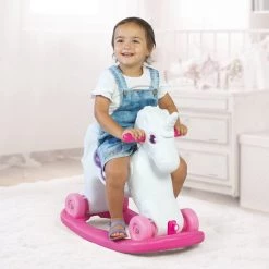 Moony Hobbelpaard – Wit Met Roze – Paarden - Schommelpaardje Baby – Unicorn – Hobbeldier – Hobbelpaard 1 Jaar – Schommeldier - Hobbelpaard Baby – Schommelpaard - Speelgoed Paard – Rijdend Paard - Speelgoed Paarden Meisjes -babygyms Winkel 550x550 618