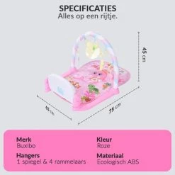 Buxibo 3in1 Babygym - Speelkleed Baby - Muzikale Activity Gym - Inclusief Lengte Indicatie - Roze - 56x81x45 CM -babygyms Winkel 550x550 93