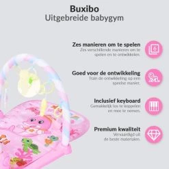 Buxibo 3in1 Babygym - Speelkleed Baby - Muzikale Activity Gym - Inclusief Lengte Indicatie - Roze - 56x81x45 CM -babygyms Winkel 550x550 95