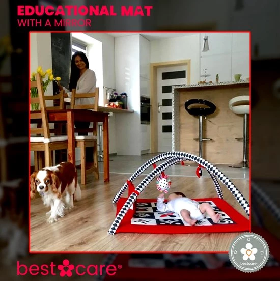BabySenses For BestCare Contrasterende Educatieve Premium Babymat - Vormen Met Een Spiegel | Rood-Zwart-Wit | 77x77x40cm | + 0m | Montessori Speelgoed | 100% Katoen | Wasbaar In De Wasmachine | Oeko Tex Standaard 100 3 BabySenses For BestCare Contrasterende Educatieve Premium Babymat - Vormen Met Een Spiegel | Rood-Zwart-Wit | 77x77x40cm | + 0m | Montessori Speelgoed | 100% Katoen | Wasbaar In De Wasmachine | Oeko Tex Standaard 100 - Afbeelding 3
