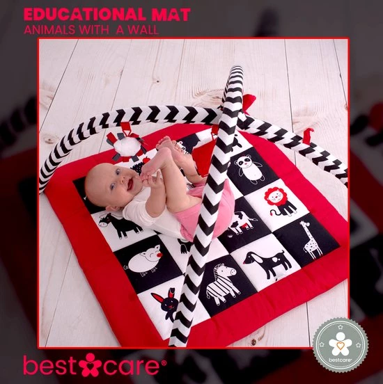 BabySenses For BestCare Contrasterende Educatieve Premium Babymat - Dieren, Wand | Rood, Zwart En Wit | 77x77x40cm | + 0m | Montessori Speelgoed | 100% Katoen | Wasbaar In De Wasmachine | Oeko Tex Standaard 100 4 BabySenses For BestCare Contrasterende Educatieve Premium Babymat - Dieren, Wand | Rood, Zwart En Wit | 77x77x40cm | + 0m | Montessori Speelgoed | 100% Katoen | Wasbaar In De Wasmachine | Oeko Tex Standaard 100 - Afbeelding 4