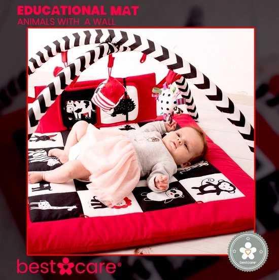 BabySenses For BestCare Contrasterende Educatieve Premium Babymat - Dieren, Wand | Rood, Zwart En Wit | 77x77x40cm | + 0m | Montessori Speelgoed | 100% Katoen | Wasbaar In De Wasmachine | Oeko Tex Standaard 100 6 BabySenses For BestCare Contrasterende Educatieve Premium Babymat - Dieren, Wand | Rood, Zwart En Wit | 77x77x40cm | + 0m | Montessori Speelgoed | 100% Katoen | Wasbaar In De Wasmachine | Oeko Tex Standaard 100 - Afbeelding 6