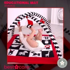 BabySenses For BestCare Contrasterende Educatieve Premium Babymat - Dieren | Rood, Zwart En Wit | 77x77x40cm | + 0m | Montessorispeelgoed | 100% Katoen | Machinewasbaar | Oeko Tex Standard 100 -babygyms Winkel 550x552 22
