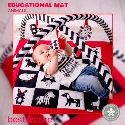 BabySenses For BestCare Contrasterende Educatieve Premium Babymat - Dieren | Rood, Zwart En Wit | 77x77x40cm | + 0m | Montessorispeelgoed | 100% Katoen | Machinewasbaar | Oeko Tex Standard 100 -babygyms Winkel 550x552 23