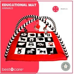 BabySenses For BestCare Contrasterende Educatieve Premium Babymat - Dieren | Rood, Zwart En Wit | 77x77x40cm | + 0m | Montessorispeelgoed | 100% Katoen | Machinewasbaar | Oeko Tex Standard 100 -babygyms Winkel 550x557 6