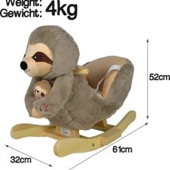 Infantastic Hobbelpaard - Hobbeldier - Schommelpaard - Vanaf 10 Maanden - Met Geluid - 61 X 32 X 52 Cm - Pluche - Bruin -babygyms Winkel 550x569 4