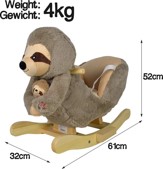 Infantastic- Hobbeldier -schommel Luiaard, Hobbelluiaard, Muziekfunctie 3 Infantastic- Hobbeldier -schommel Luiaard, Hobbelluiaard, Muziekfunctie - Afbeelding 3