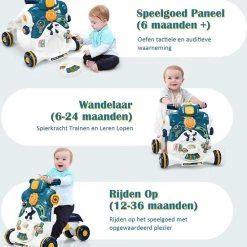 FURNIBELLA - 3-in-1 Baby Zit-naar-Stand Loper, Kinderen Activiteitencentrum, Peuter Wandelwagen, Autorijden, Interactieve Loper, Activiteit Leren Loper Voor Jongen / Meisje, Vroege Ontwikkeling Speelgoed Voor Baby's Op 6-36 Maanden (Blauw) -babygyms Winkel 550x596